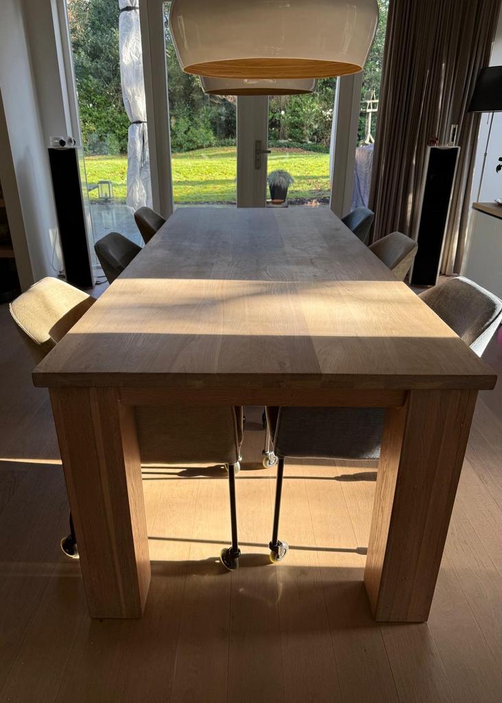 Prachtige eikenhouten eettafel van 2.50 meter lang, 100 tot 150 cm, Eikenhout, 200 cm of meer, Ophalen of Verzenden