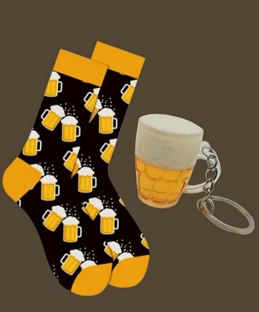 BIER SOKKEN + SLEUTELHANGER BIER PUL, Kleding | Heren, Sokken en Kousen, Ophalen of Verzenden, Nieuw