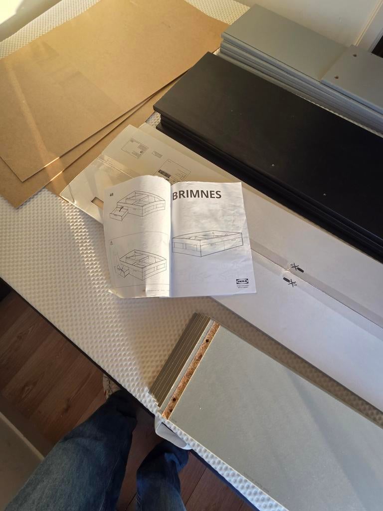IKEA Brimnes bed met opbergruimte - zo goed als nieuw, Ophalen, Zwart, Tweepersoons, 140 cm