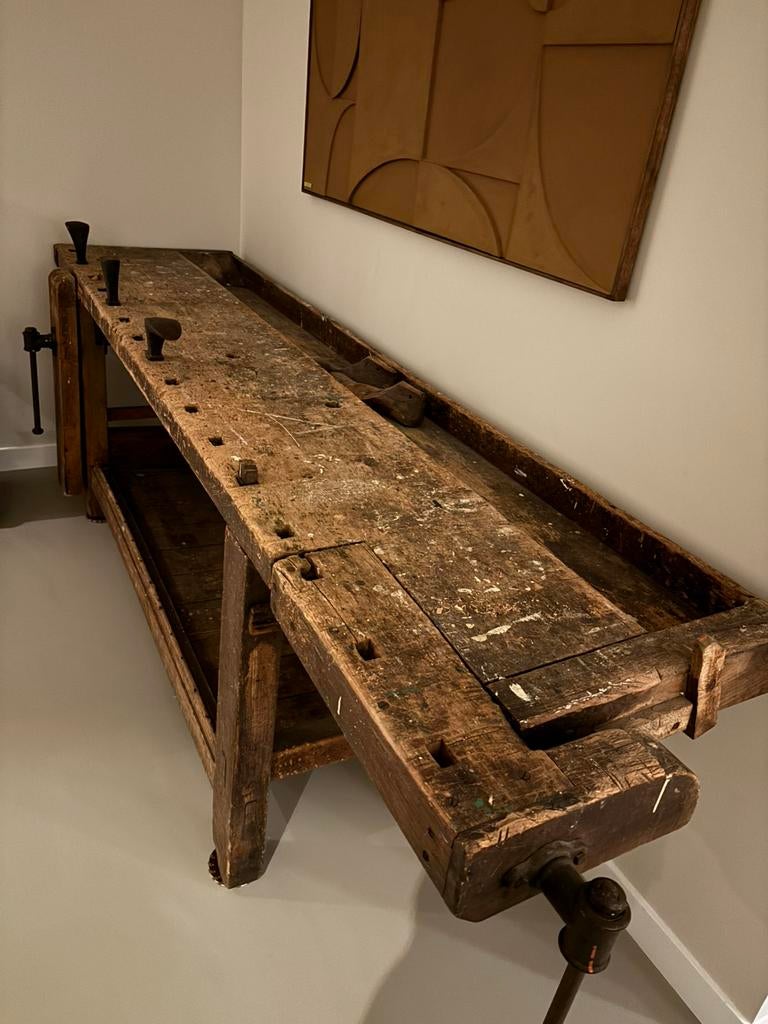 Mooie oude werkbank, dressoir, keuken, keukeneiland, robuust, Ophalen, Zo goed als nieuw