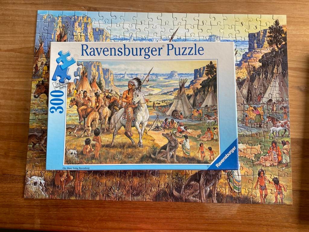 Puzzel ravensburger : de indianen (300 stukjes), Ophalen of Verzenden, Minder dan 500 stukjes, Zo goed als nieuw, Legpuzzel