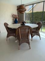 Vier robuuste rotan stoelen, Ophalen, Gebruikt, Bruin, Riet of Rotan