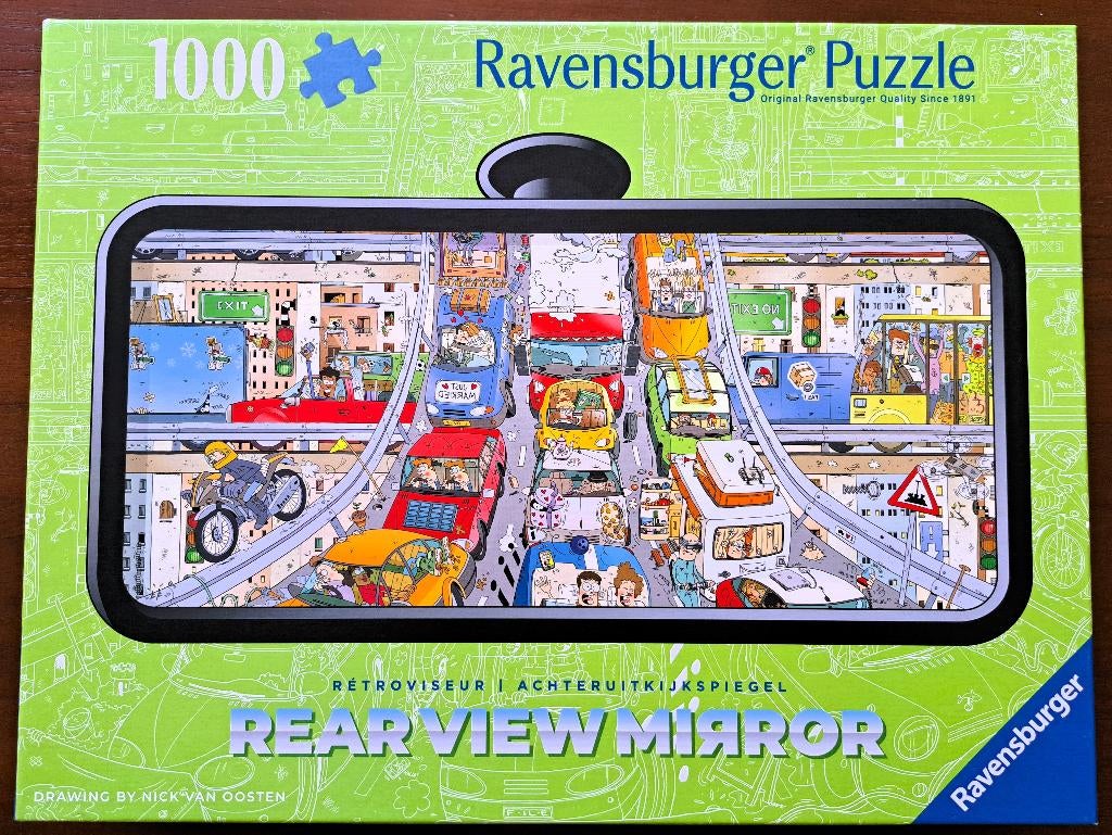 Ravensburger puzzel Verkeerschaos 1000 st. Rear vieuw mirror, Ophalen, 500 t/m 1500 stukjes, Zo goed als nieuw, Legpuzzel