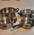 4 delig pannenset degelijk RVS, Huis en Inrichting, Keuken | Potten en Pannen, Ophalen, Rvs, Pannenset