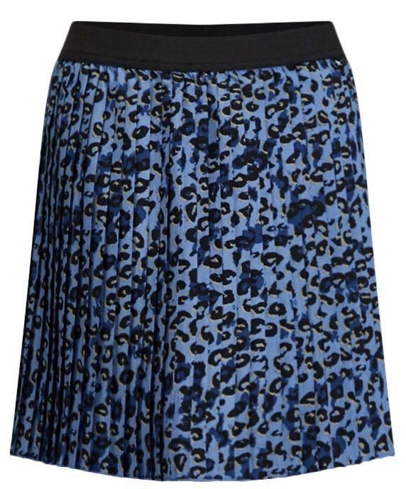 Gave WE plissérok met luipaarddessin blauw maat 134-140., Kinderen en Baby's, Kinderkleding | Maat 134, Zo goed als nieuw, Jurk of Rok