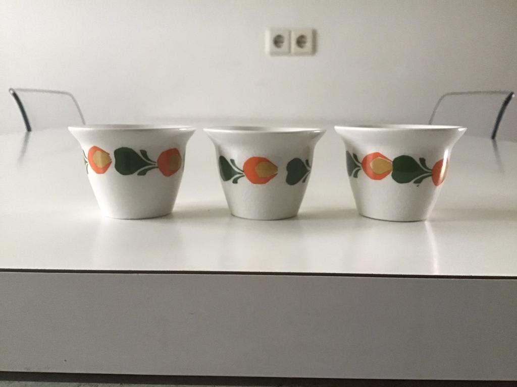 3x vintage Stavangerflint eierdopjes decor June ; jaren 60, Antiek en Kunst, Antiek | Servies los, Ophalen of Verzenden