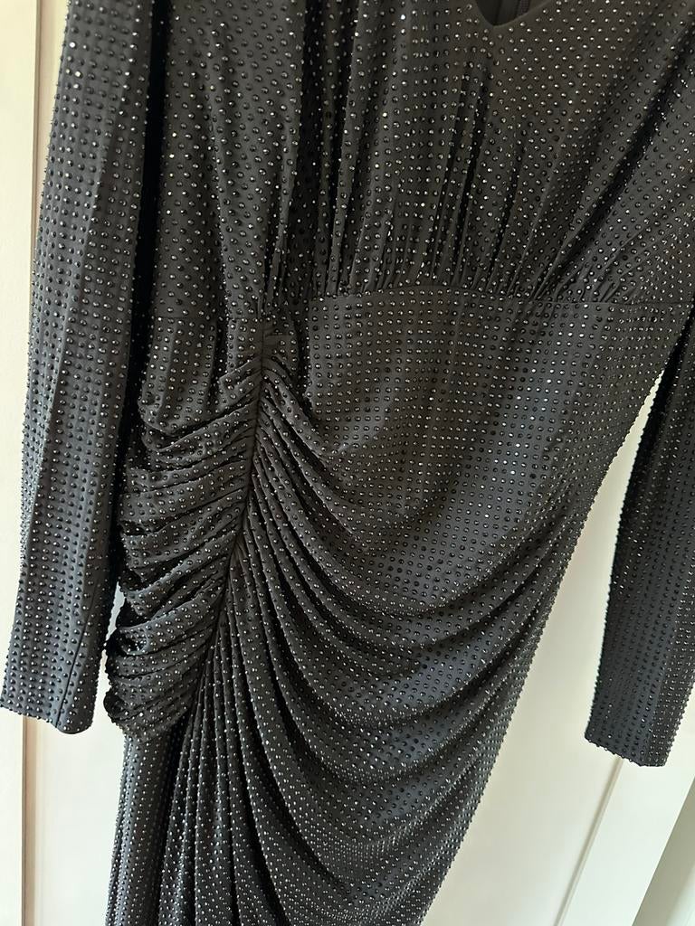 Zwarte galajurk met steentjes, Kleding | Dames, Jurken, Maat 38/40 (M), Zwart, Ophalen of Verzenden, Zo goed als nieuw