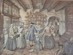 Ingelijste reproductie aquarel Anton Pieck bakkerij 63x54cm, Ophalen