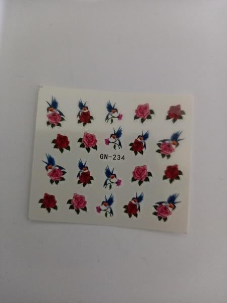 Velletje nagel water decals stickers GN-234 bloemen rood, Verzenden, Nieuw, Handen en Nagels, Toebehoren