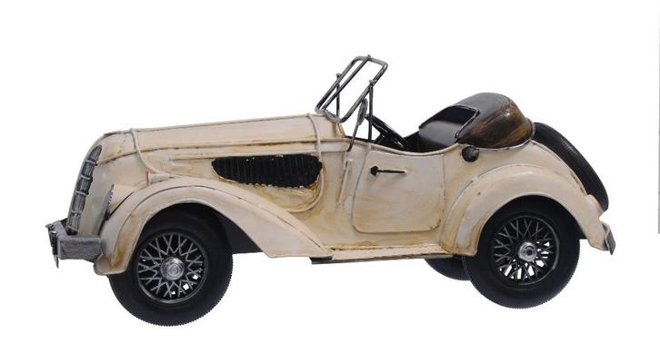 Witte open auto met reservewiel Item BL 112, Hobby en Vrije tijd, Modelbouw | Auto's en Voertuigen, Nieuw, Auto, Groter dan 1:32