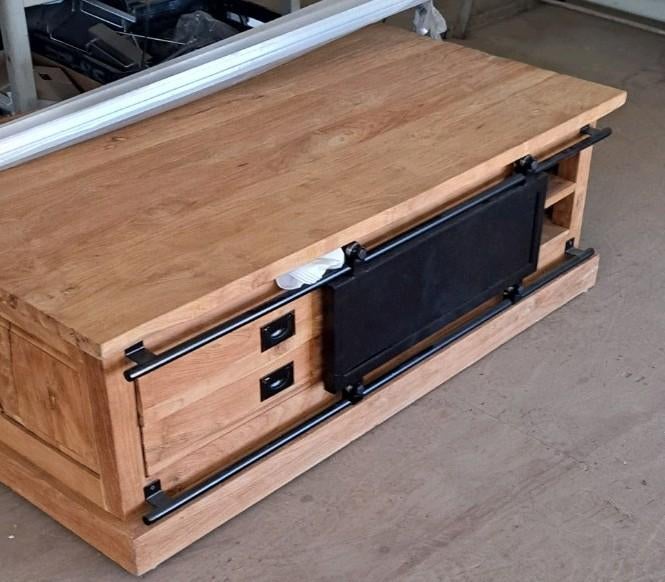 Mangohouten salontafel, Ophalen, 100 tot 150 cm, 50 tot 100 cm, Zo goed als nieuw