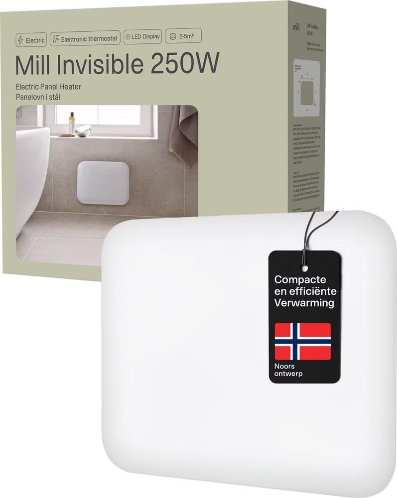 Mill Invisible Panel Heater 250W - badkamer/caravan, Minder dan 85 cm, 3 kookzones of minder, Ophalen of Verzenden, Zo goed als nieuw