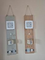 Set van 2 rustieke houten wanddecoraties, Huis en Inrichting, Woonaccessoires | Wanddecoraties, Ophalen, Gebruikt