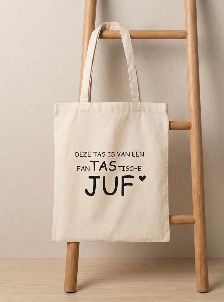 Katoenen tas met tekst 'Fantastische Juf', Ophalen of Verzenden, Nieuw, Beige, Overige merken