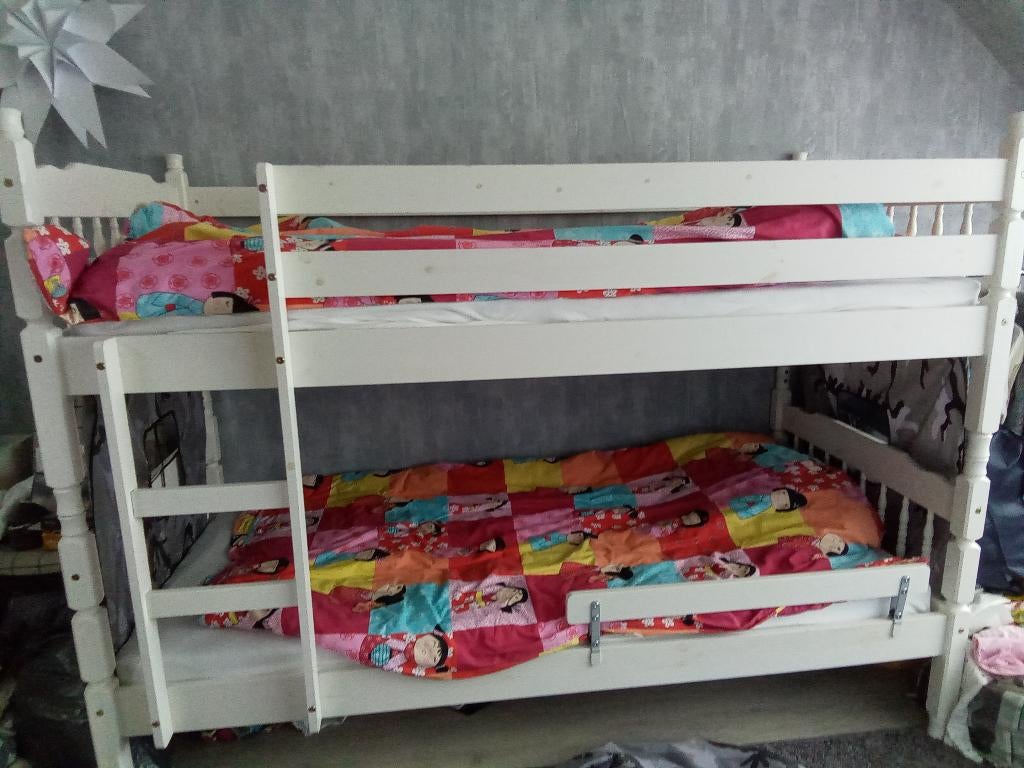 Wit houten stapelbed, Kinderen en Baby's, Kinderkamer | Stapelbedden en Hoogslapers, Ophalen, Zo goed als nieuw, Stapelbed