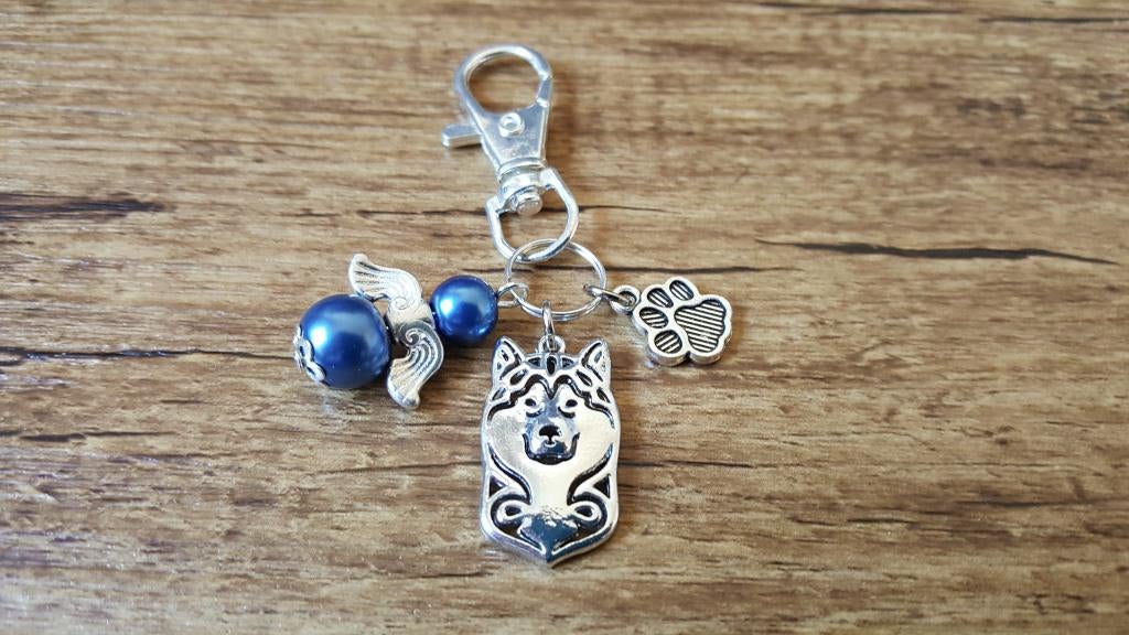 (Sleutel/Tas) Hanger Alaska malamute A met beschermengeltje, Verzenden, Nieuw, Overige kleuren, Handtas