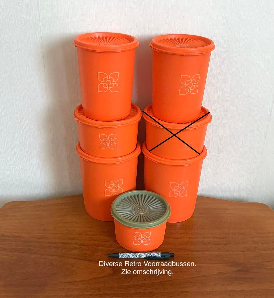 Tupperware Retro Voorraadbussen met Sterdeksel Zonnedeksel., Ophalen of Verzenden, Bus of Trommel