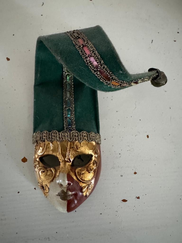 Masker - 13 cm x 6 cm - groen/wit/rood/goud, Ophalen of Verzenden, Nieuw, Mens