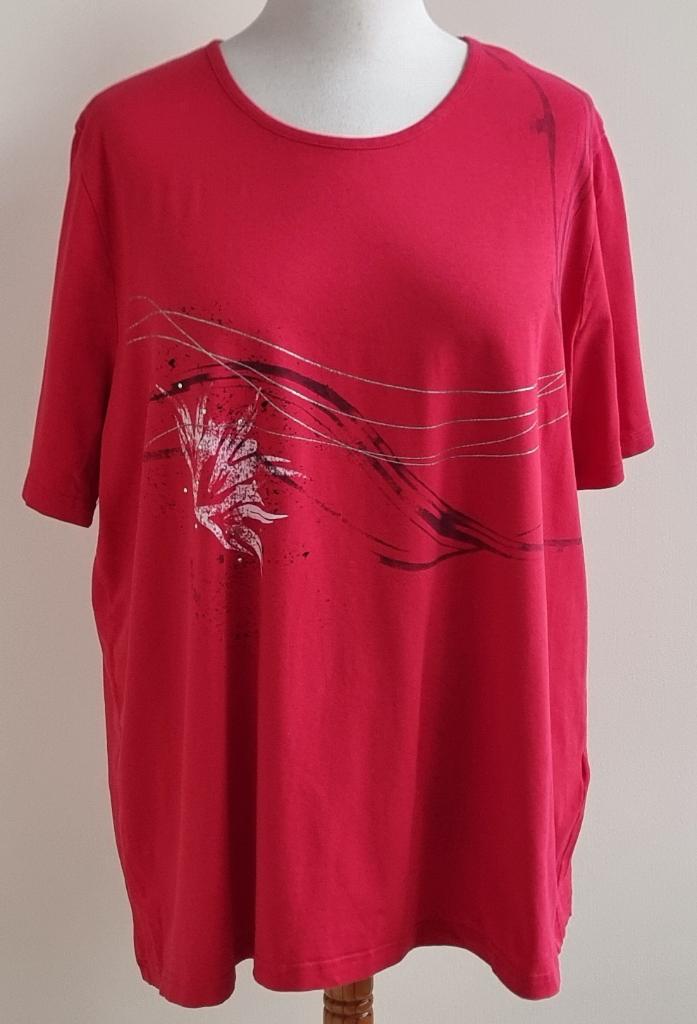 Ulla Popken rood sport shirt mt. 50/52, Ulla Popken, Zo goed als nieuw, Rood, Shirt of Top