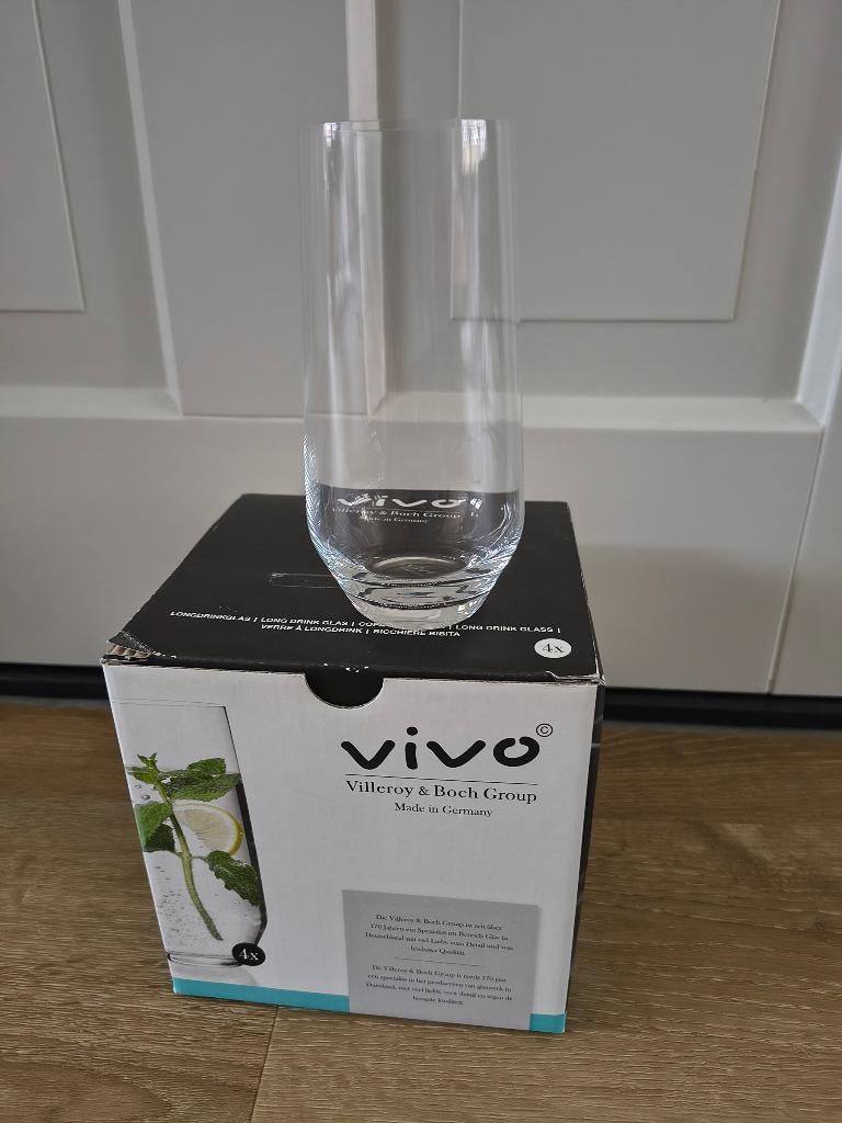 4 Vivo Villeroy en Boch longdrinkglazen, Huis en Inrichting, Keuken | Servies, Ophalen, Zo goed als nieuw, Overige stijlen, Overige materialen