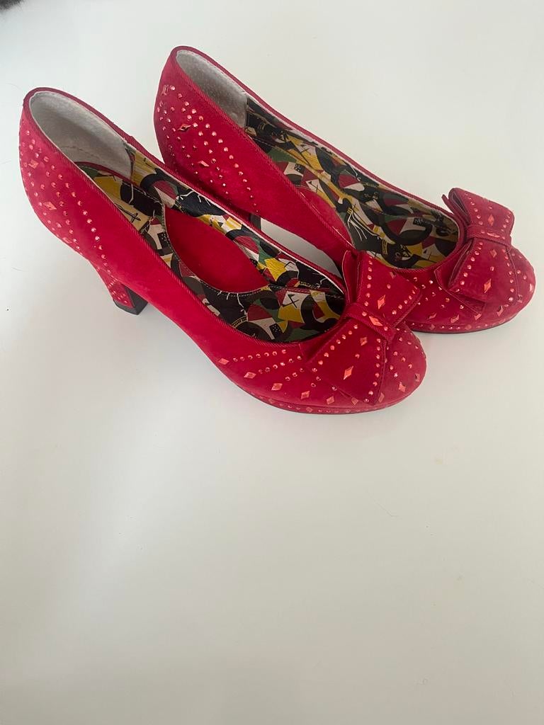 Miss L Fire - Poiret Retro Sparkle Pumps - maat 40, Kleding | Dames, Schoenen, Zo goed als nieuw, Pumps, Rood, Ophalen of Verzenden