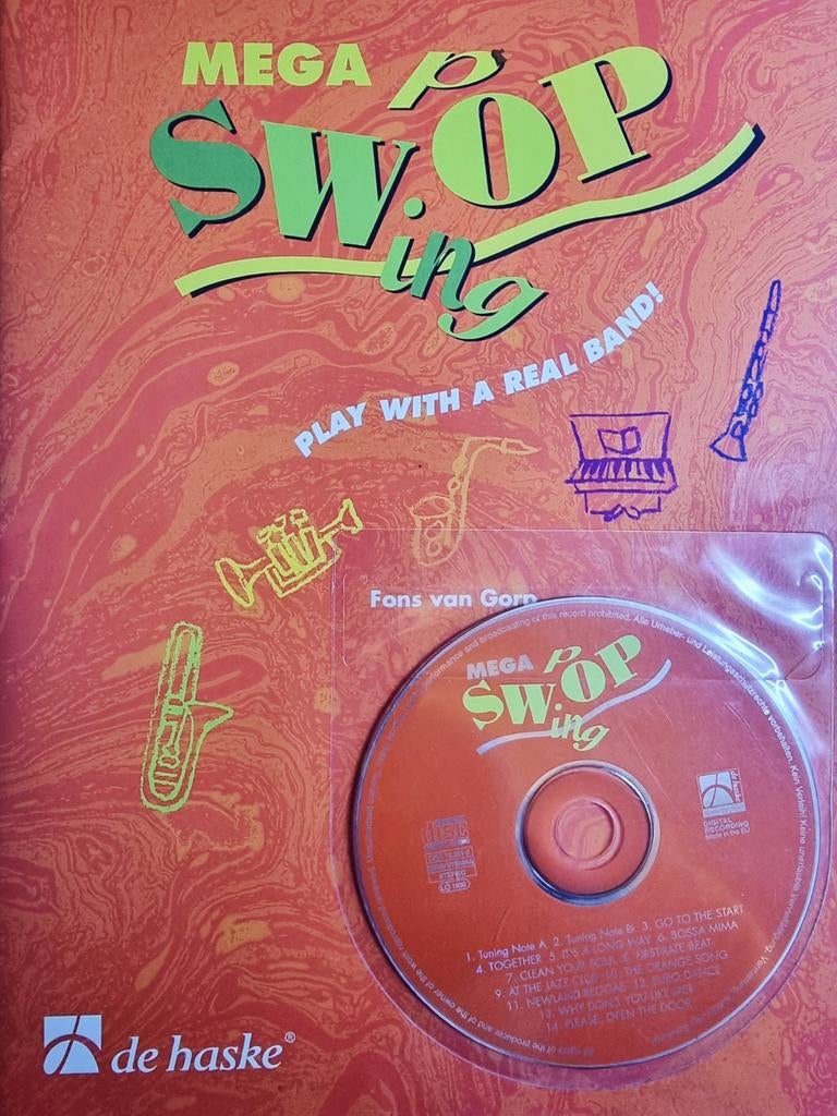 Mega Pop Swing bladmuziek met CD.  Altsax., Saxofoon, Ophalen of Verzenden, Zo goed als nieuw, Artiest of Componist