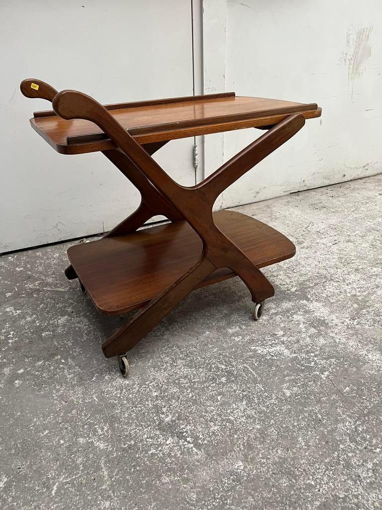 Trolley hout teak jaren 60 serveerwagen vintage retro Lacca?, Ophalen of Verzenden, Huis en Inrichting