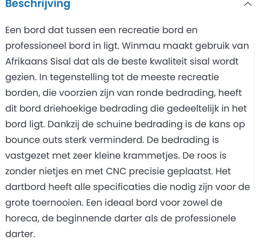 Winmau dartbord Daimond wired, Ophalen, Dijklaan 133 Breda, Stoffelen, Nieuw