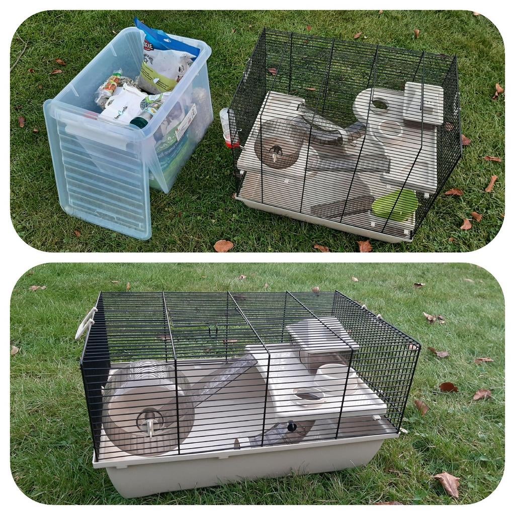 Hamster startpakket: 2x hamsterverblijf met veel extra's, Kooi, Minder dan 75 cm, Zo goed als nieuw, Hamster