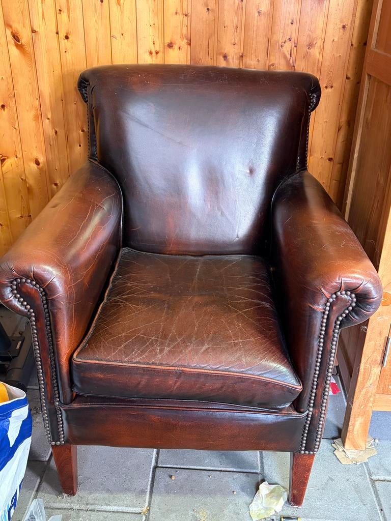 Chesterfield herenstoel, Huis en Inrichting, Stoelen, Ophalen, Gebruikt, Bruin, Leer