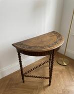 Antiek Halfrond Tafeltje – Jaren '20/'30, Gebruikt, 55 tot 75 cm, 60 cm of meer, Rechthoekig