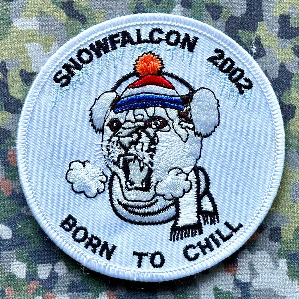 Patch RNLAF 300 SQN Snowfalcon 2002, Ophalen of Verzenden, Luchtmacht, Nederland, Embleem of Badge