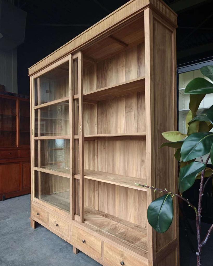 Demontabel! Grote teakhouten vitrinekast | museumkast #2622, Huis en Inrichting, Niet ingevuld, Met deur(en), 200 cm of meer, Niet ingevuld