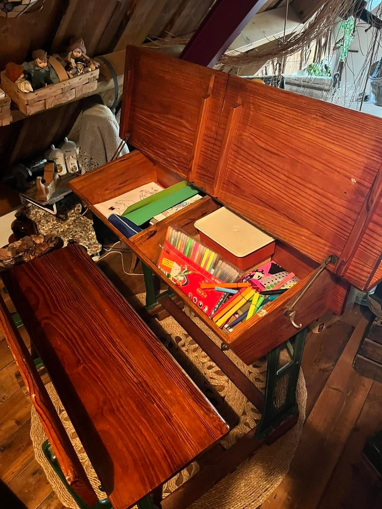 Oude schoolbank, Antiek en Kunst, Ophalen of Verzenden