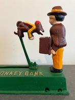 Spaarpot van smeedijzer (springend aapje), Ophalen of Verzenden, Nieuw, Metaal of Blik, Dier