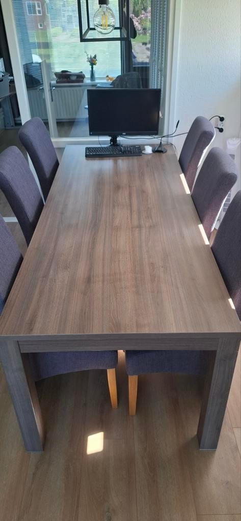 Nette eettafel voor 6 personen - 220x90 cm, Huis en Inrichting, Tafels | Eettafels, Ophalen, Gebruikt, 200 cm of meer, 50 tot 100 cm