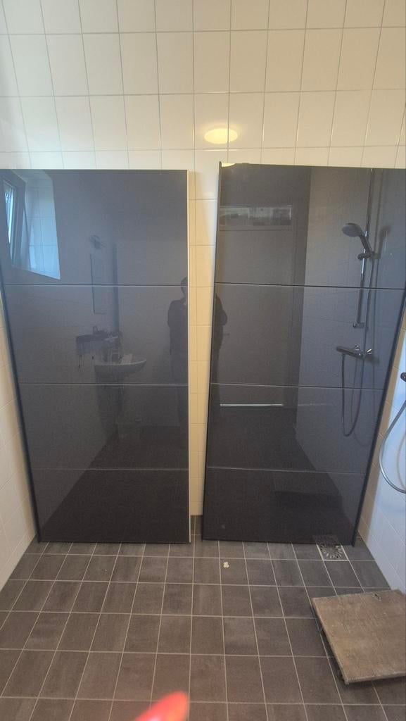 Ikea pax schuifdeuren grijs spiegelglas, Doe-het-zelf en Verbouw, Deuren en Horren, Ophalen, Schuifdeur, Binnendeur, 200 tot 215 cm
