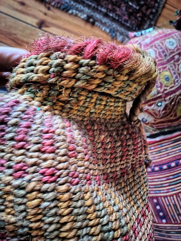 Handgemaakte vintage mand met deksel, Ophalen of Verzenden, Rond, Riet