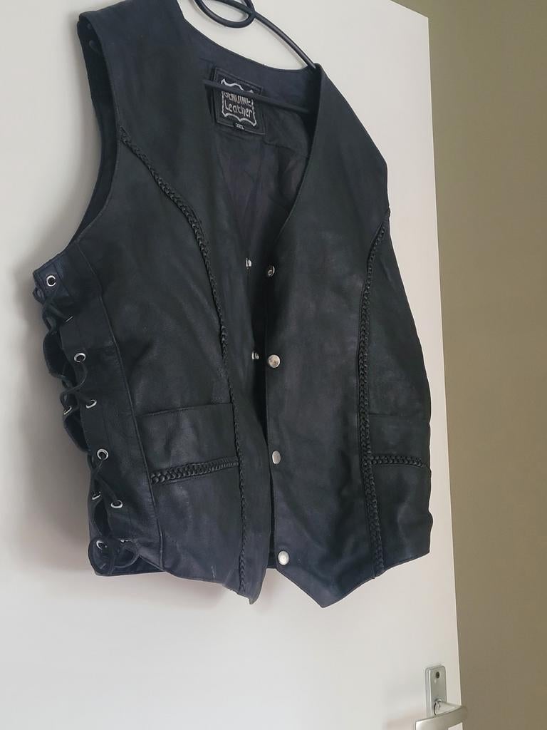 Motor hesje 3xl leren hesje motorkleding zwart, Ophalen