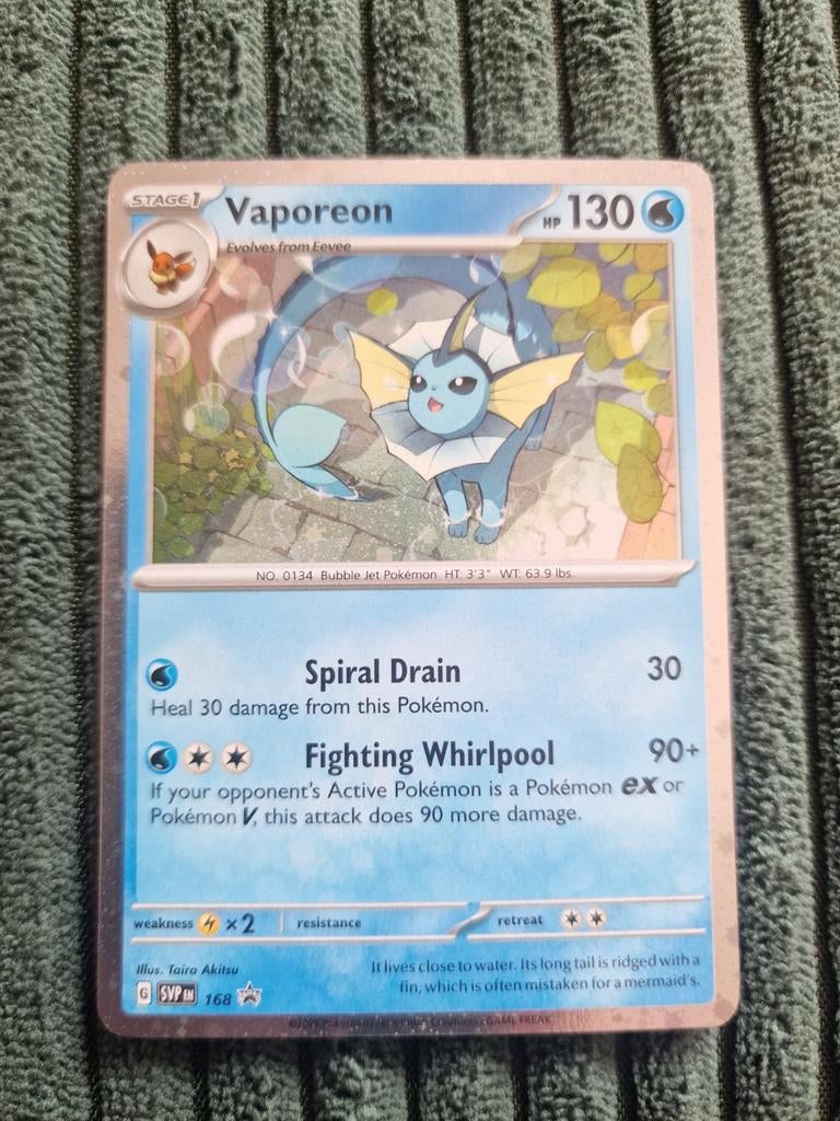 Vaporeon Pokémon Kaart - SVPP 168 - Zo goed als nieuw, Ophalen of Verzenden