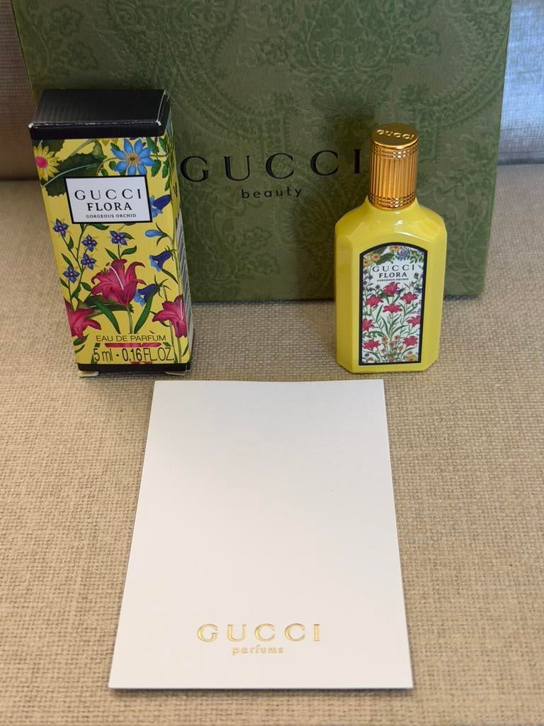 Miniatuur Gucci Flora Gorgeous Orchid edp 5 ml nieuw in doos, Ophalen of Verzenden, Nieuw, Miniatuur, Gevuld
