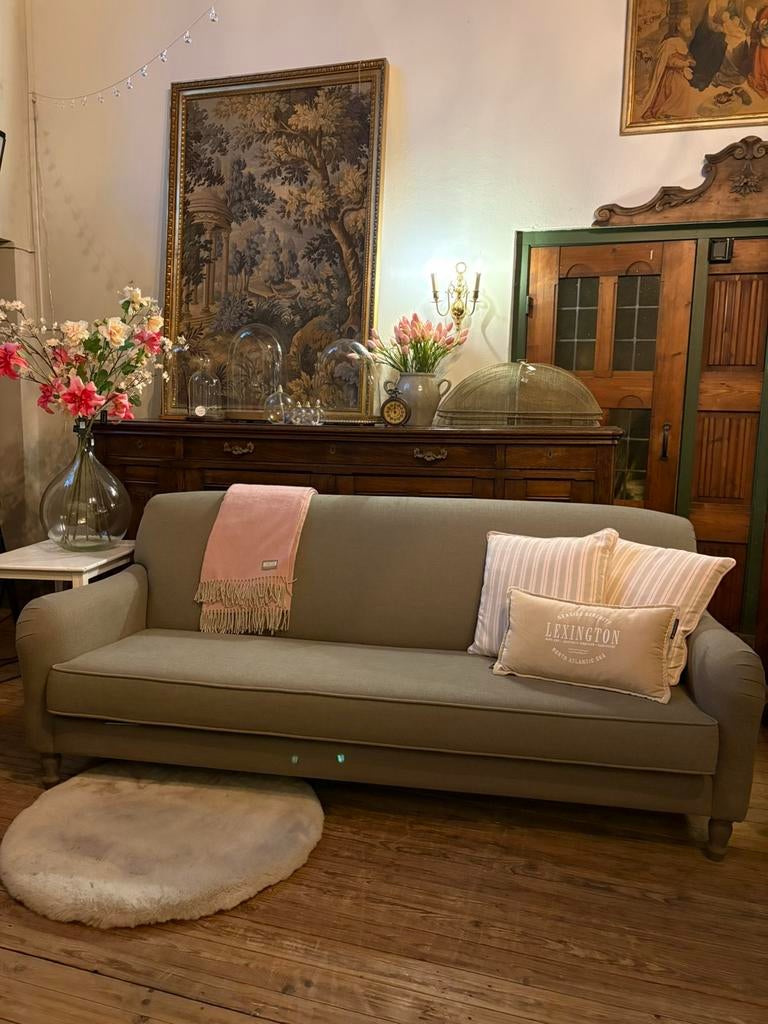 Prachtige linnen beige taupe vank nieuw landelijk hoffz, Ophalen, 75 tot 100 cm, Info@ilfienile.nl, Landelijk