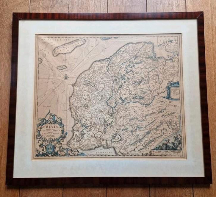 Oude kaart van Friesland, Boeken, Atlassen en Landkaarten, Ophalen of Verzenden