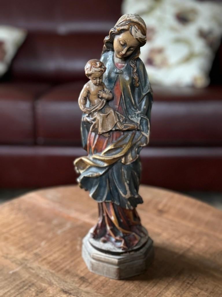 Religieus beeld – Maria met kind (houten beeld), Antiek en Kunst, Antiek | Religie, Ophalen