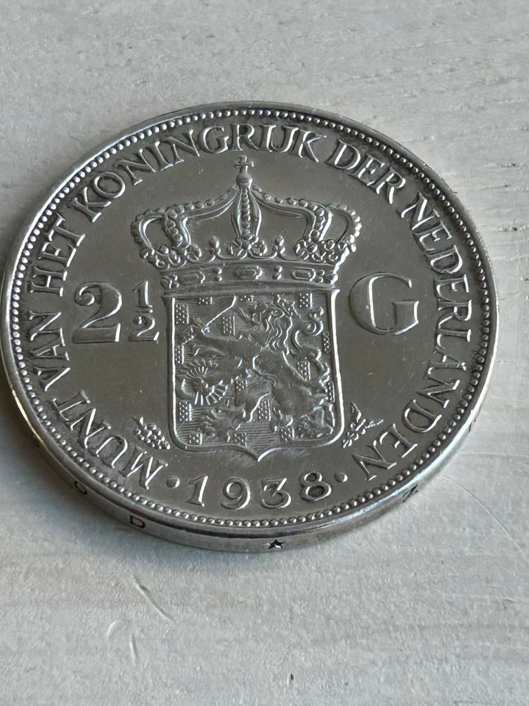 Rijksdaalder, 1938 (grof haar), Postzegels en Munten, Munten | Nederland, Ophalen of Verzenden, Koningin Wilhelmina, 2½ gulden