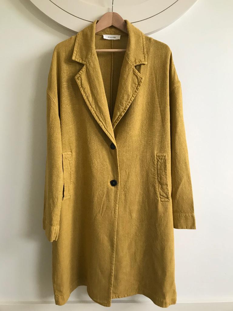 Linnen trenchcoat van Pomandère, Verzenden, Beige, Maat 42/44 (L), Nieuw