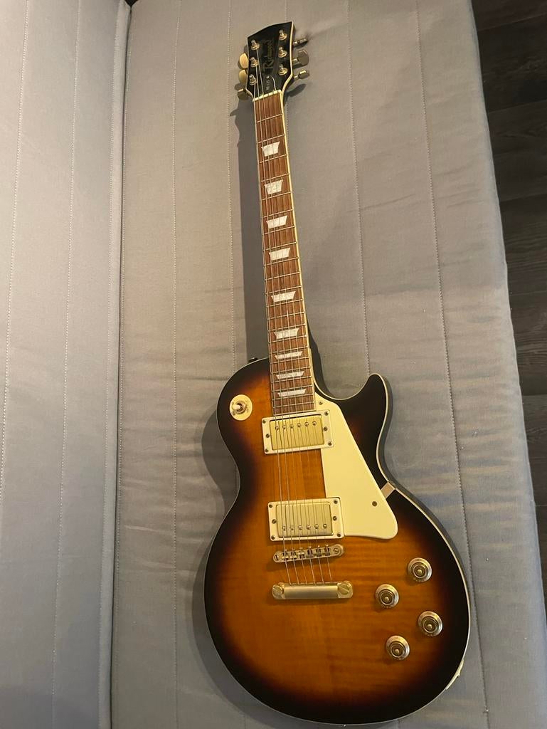 Richwood Les Paul model met Warman pickups + gigbg, Ophalen of Verzenden, Gebruikt, Solid body, Overige merken