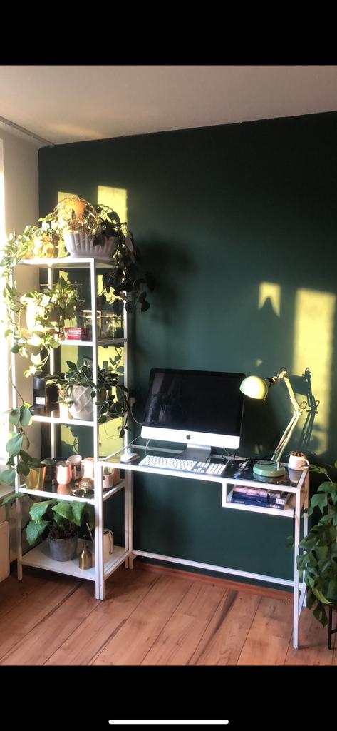 Ikea Vittjso bureau en stellingkast wit, Ophalen, 50 tot 100 cm, Zo goed als nieuw, Glas