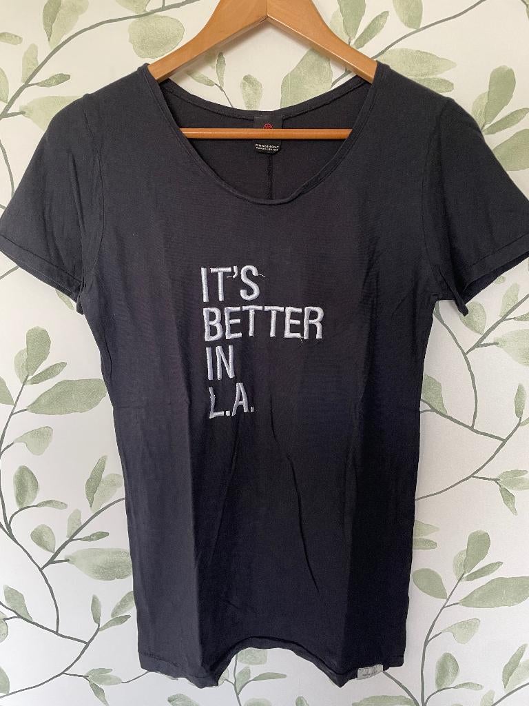 Penn & Ink blauw t-shirt witte tekst XS 34, Penn & Ink, Blauw, Ophalen of Verzenden, Zo goed als nieuw