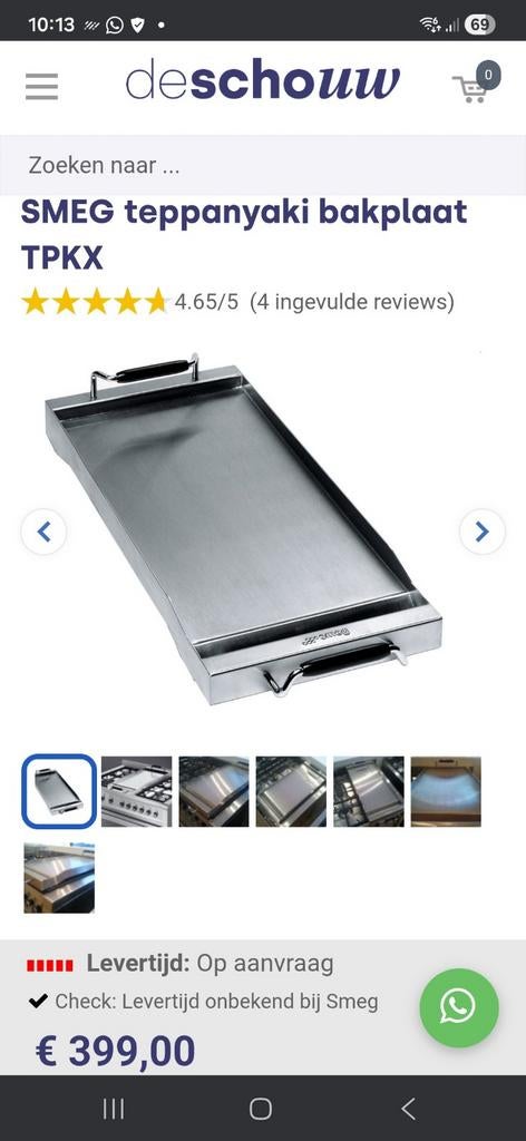 Smeg originele teppanyaki bakplaat voor 5-pits kookplaat, Minder dan 85 cm, 60 cm of meer, Grill, Ophalen of Verzenden